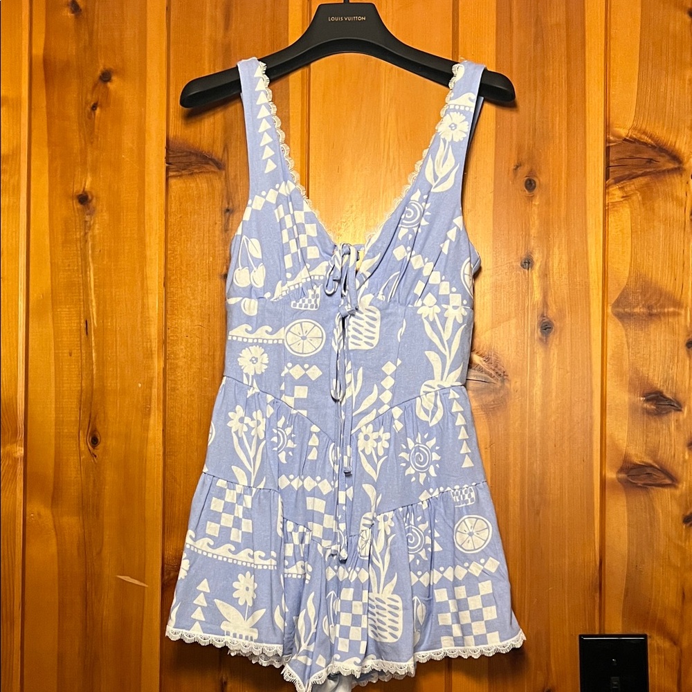 RSQ Blue and White Patterned Mini Dress